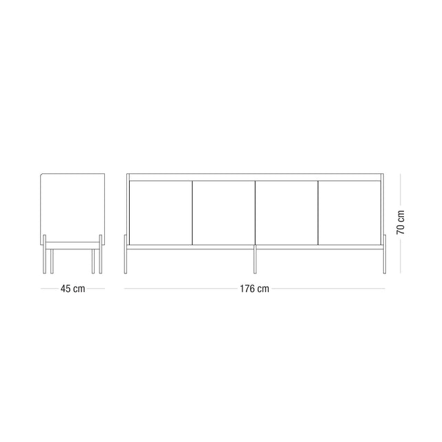 Comoda Baja Yerta - 4 Puertas - Talleres Sustentables