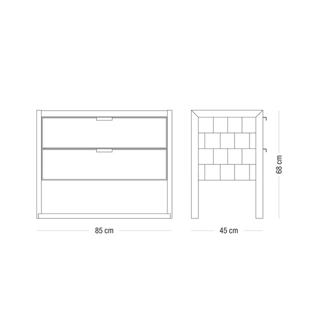 Comoda Alta Bs As - 2 Cajones - Talleres Sustentables